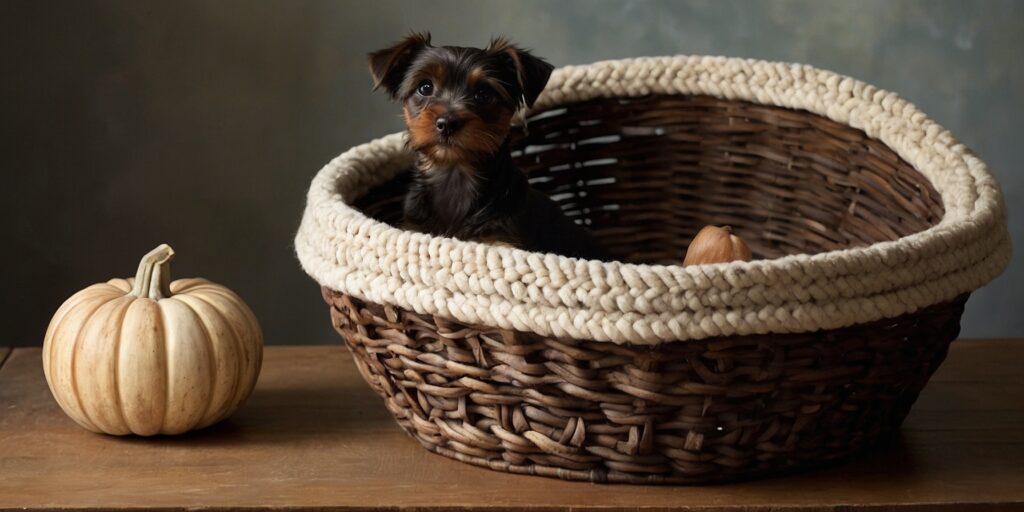 Photo d'un chien couché dans son panier, se sentant en sécurité et à l'aise dans son espace sûr